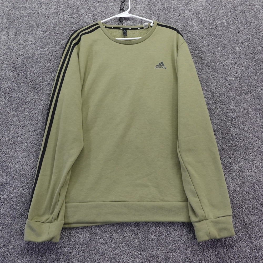 Adidas Sweatshirt Mens Extra Large Green Primegreen 3 Stripe Crewneck Pullover